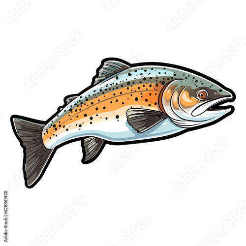 Trout fish illustration  Jumping fish  freshwater sportfishing