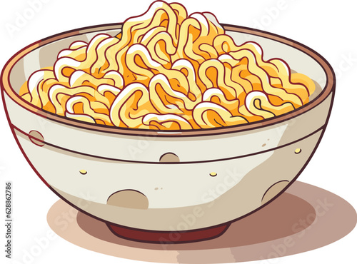 cartoon ramen noodle bowl vector illustration