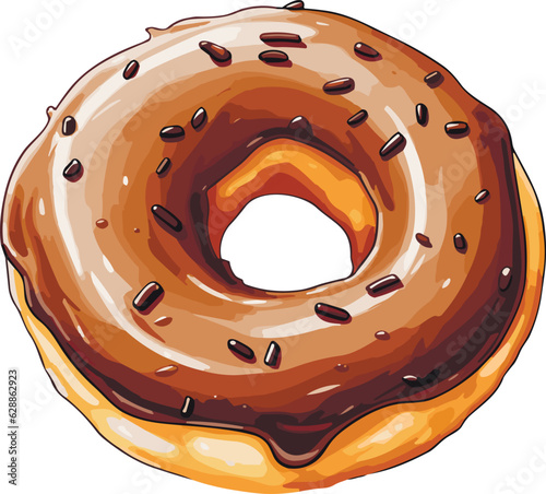 chocolate donut glazed with topping vector illustration