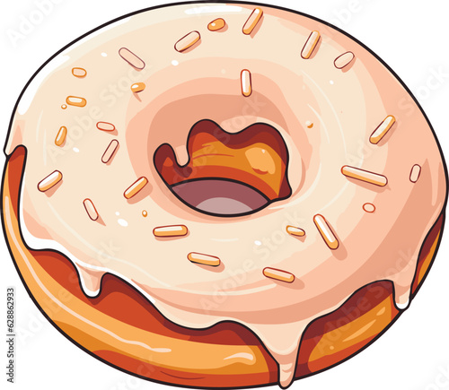 caramel milk donut glazed with topping vector illustration