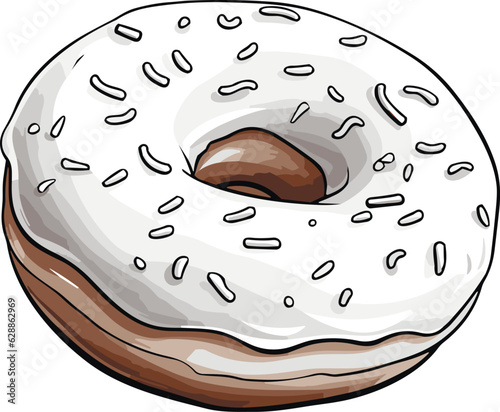 white donut glazed with confectionery topping vector illustration
