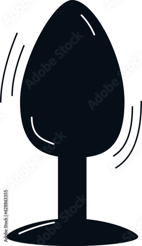 Butt plug, sex toy for adults minimalist vector on white background, penetration device for solo and couple games
