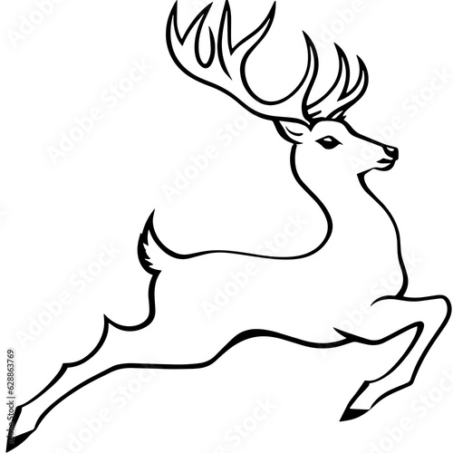 Monochrome deer with majestic antlers, evoking a trophy-like presence; elegant and captivating design in classic style