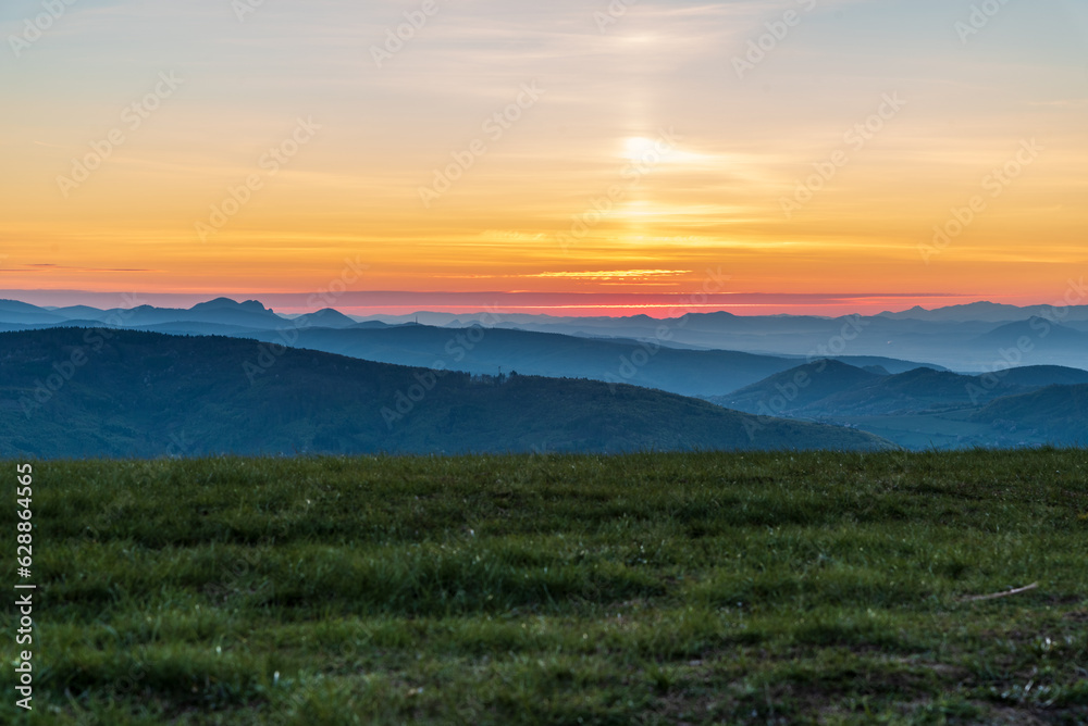 Dayůight from Machnac hill summit in Biele Karpaty mountains in Slovakia
