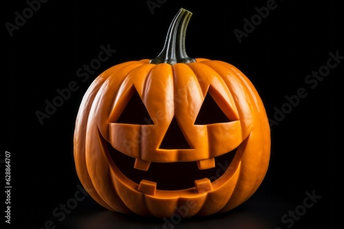 Pumpkin on a dark background. Halloween concept. Background with selective focus and copy space