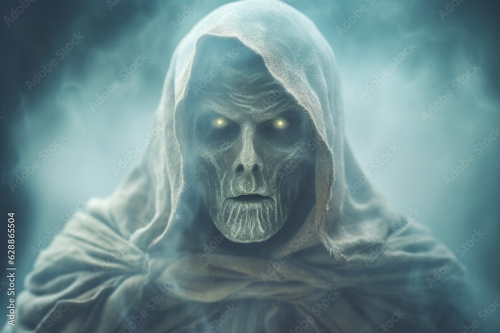Creepy ghost. Halloween concept. Background with selective focus and copy space