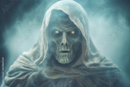 Creepy ghost. Halloween concept. Background with selective focus and copy space