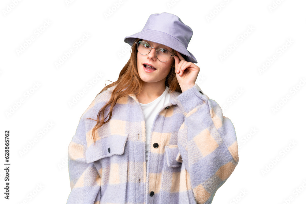 Teenager girl over isolated chroma key background with surprise and shocked facial expression Teenager girl over isolated chroma key background with surprise and shocked facial expression
