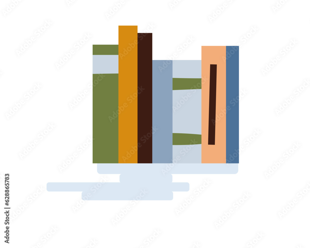 Compositions of paper books stacks standing. Geometric flat illustration. Compositions of paper books stacks standing. Geometric flat illustration.