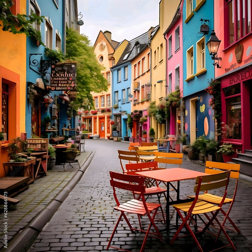 Colourful street in the town