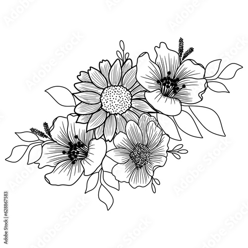 hand drawn flower arrangement