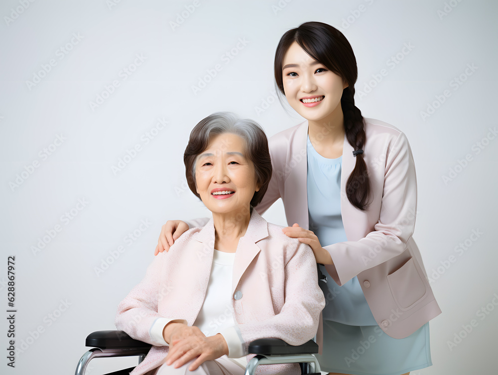 retirement assistance concept, asian woman nurse or doctor helping support senior patient at home retirement assistance concept, asian woman nurse or doctor helping support senior patient at home