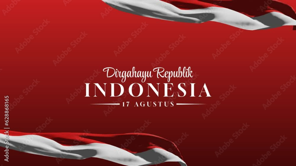 Dirgahayu Republik Indonesia. Translation: Happy Indonesian Independence Day with the Indonesian flag. Celebrate Indonesia's Independence Day on August 17th.