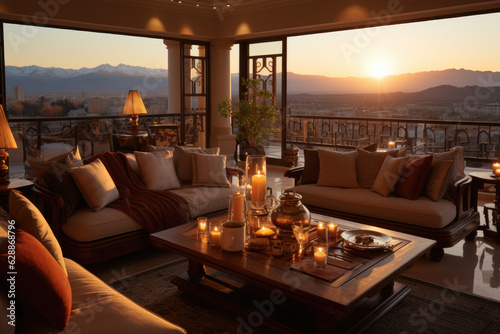 Generative ai illustration of Luxury apartment terrace in Marrakech
