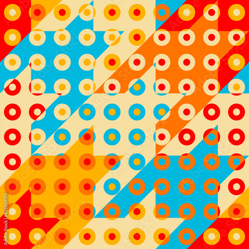 Abstract geometric Retro polka dot background. Patchwork style.