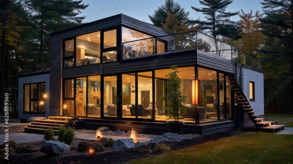 A well-insulated home showcasing double-glazed windows. Generative AI A well-insulated home showcasing double-glazed windows. Generative AI
