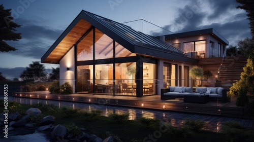 A well-insulated home showcasing double-glazed windows. Generative AI