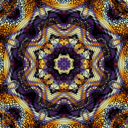 Vector seamless mosaic art pattern. Art background. Mandala image