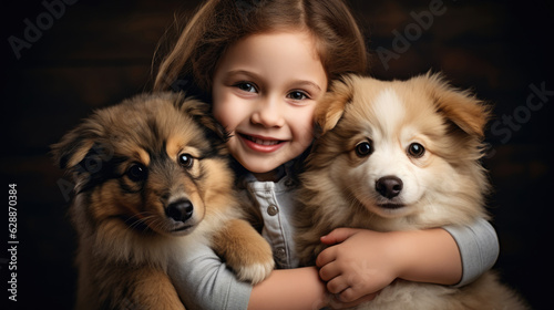 Wallpaper Child with Dogs - Family Portrait © Catalbas