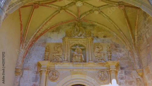 Renaissance façade Báscones de Valdivia Church. World geological heritage UNESCO. Las Loras Geopark. Pomar de Valdivia Municipality. Palencia. Castile and Leon. Spain. Europe photo