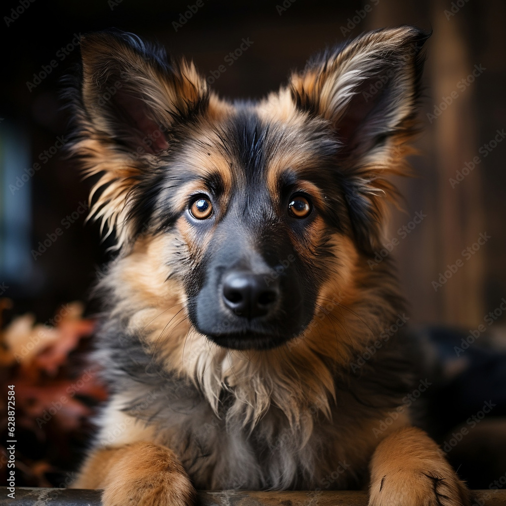 Portrait of a german sheperd dog created with generative ai