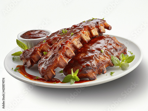 grilled pork ribs with bbq sauce cup