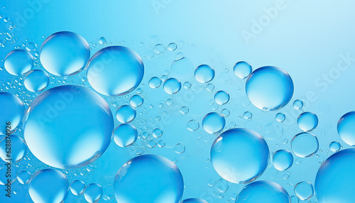 abstract blue background with water drops and air bubbles  wallpaper with glass balls