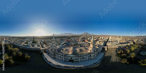 Aerial view of the city of Arequipa from the Plaza de Armas.