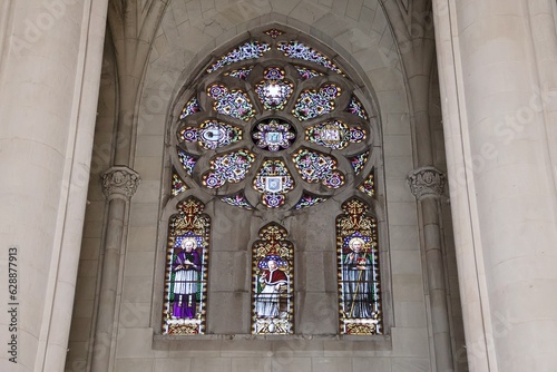 Photography Stained glass window inside Temple of the Sacred Heart of Jesus, Tibidabo, Barce
