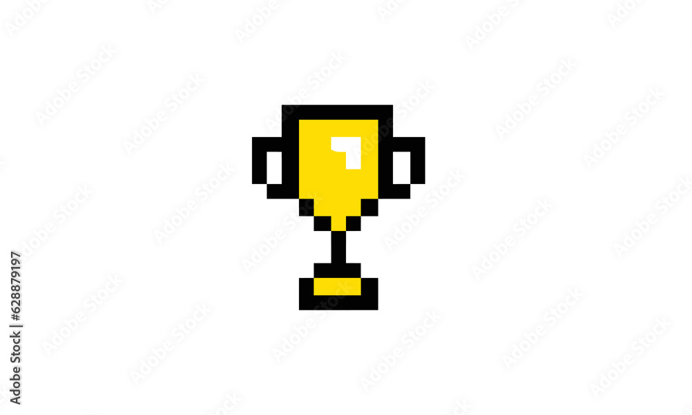 Fototapeta premium Pixel art gold medal or trophy