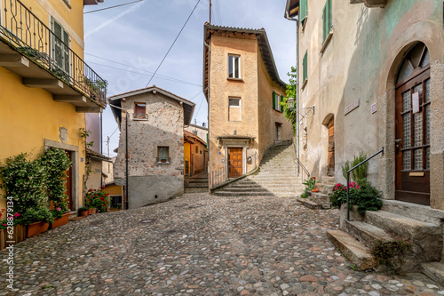 Piazza Pomee  historic center of Morcote  Switzerland