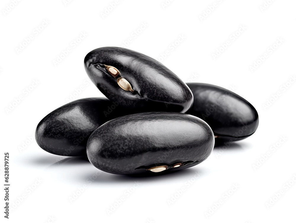 Black kidney beans isolated on white background close up. Black kidney beans isolated on white background close up.