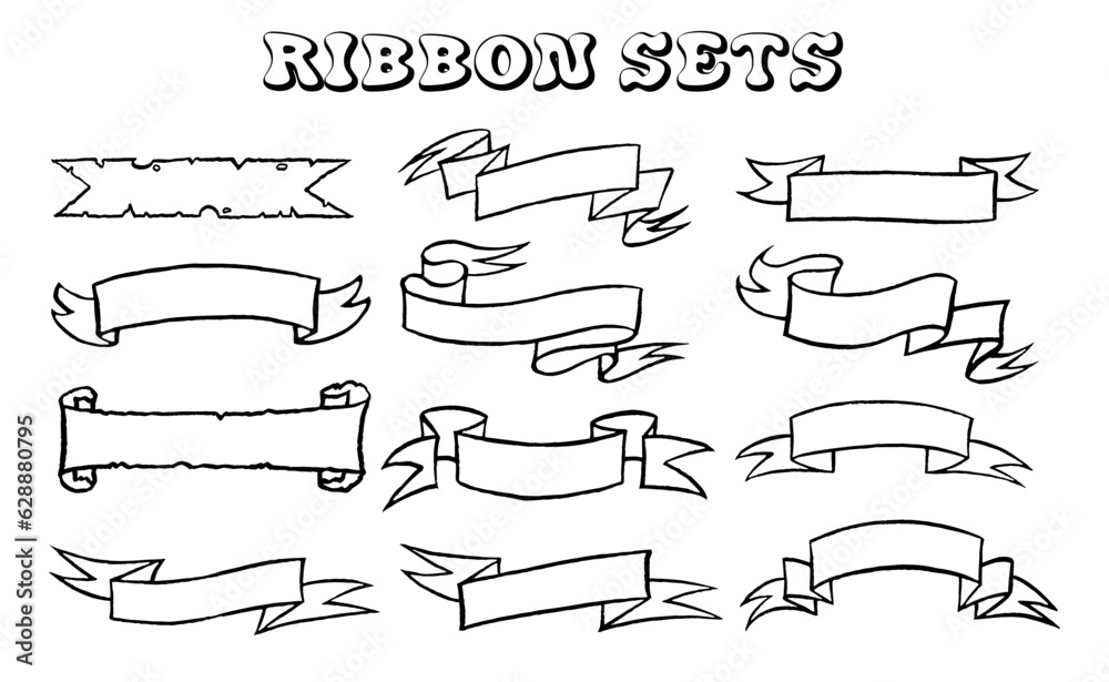 Ribbon banner set. Simple ribbons. Vector illustration