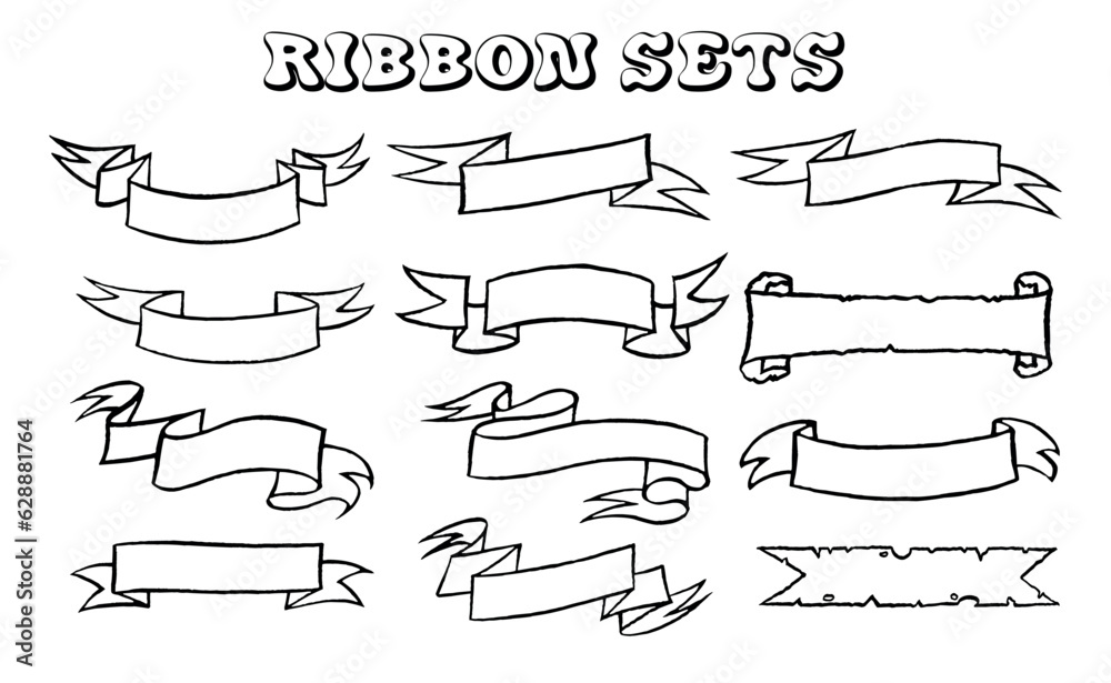 Ribbon banner set. Simple ribbons. Vector illustration