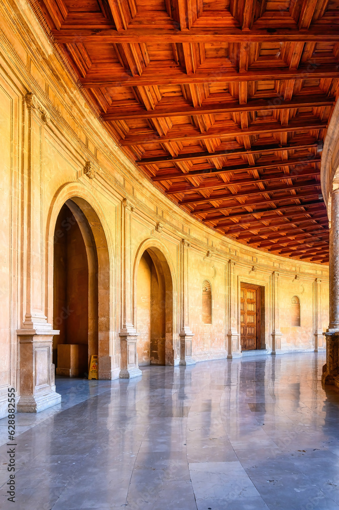 Circular porch in the medieval palace of Charles V, Alhambra, Spain