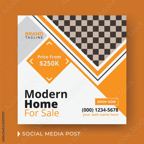 Corporate business real estate and modern home apartment sales social media post template design with a creative square shape
