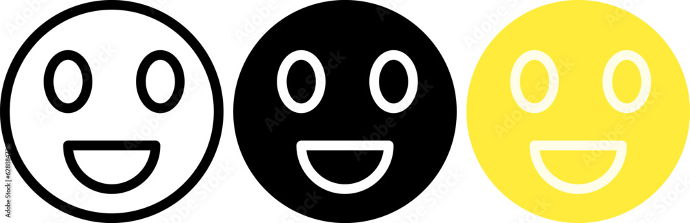 Smile Icon set on white background. Happy face sign. smiley symbol. glyph and line Smile Icon set on white background. Happy face sign. smiley symbol. glyph and line