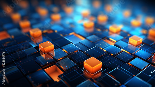 blue and orange cubes background, generative ai