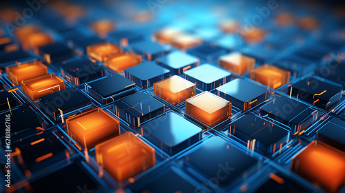 blue and orange cubes background, generative ai