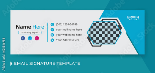 Corporate and business email signature template design with personal details and online mail letter