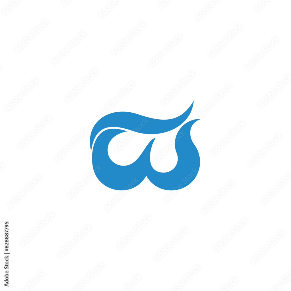 letter cw curves blue wavy symbol logo vector letter cw curves blue wavy symbol logo vector