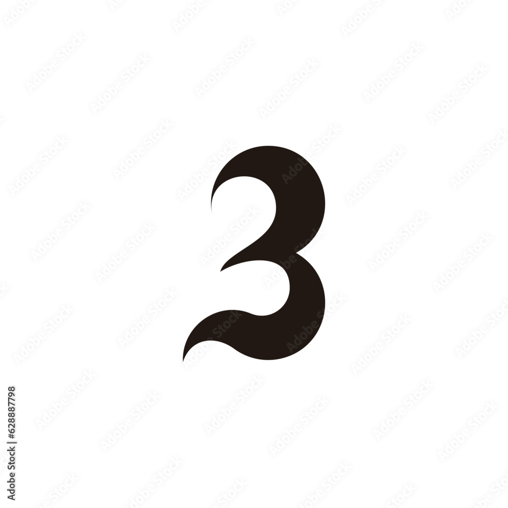 Fototapeta premium number 3 letter b simple curves geometric logo vector