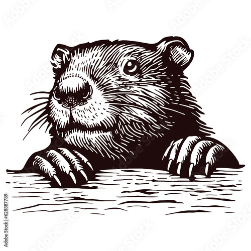 beaver and wood illustration