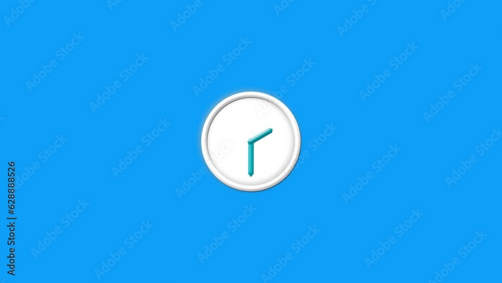 White color wall clock on blue background, wall clock animation smoothly concept clock animated. White color wall clock on blue background, wall clock animation smoothly concept clock animated.