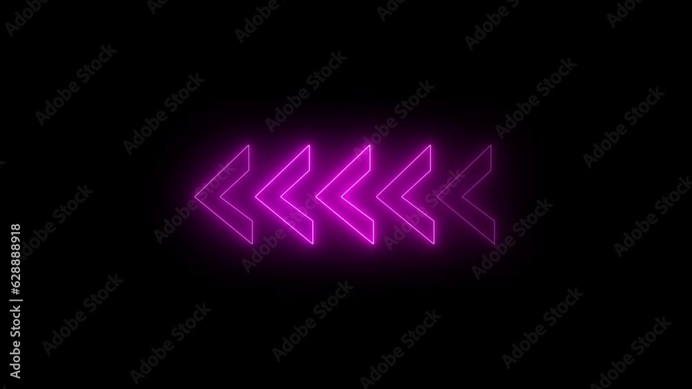 glowing neon arrow direction on black background, neon arrow sign animation. glowing neon arrow direction on black background, neon arrow sign animation.