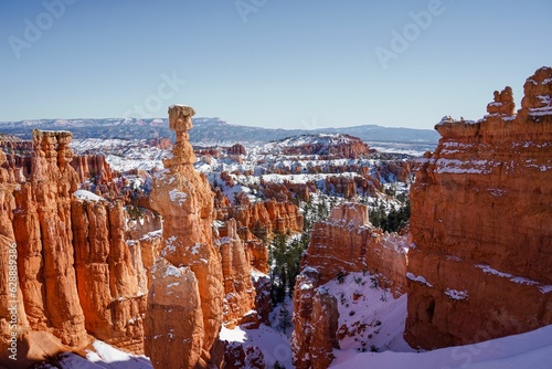 Breathtaking winter landscape in Bryce Canyon National Park. Utah, USA.