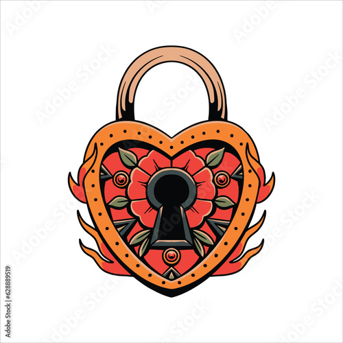 heart lock tattoo vector design photo