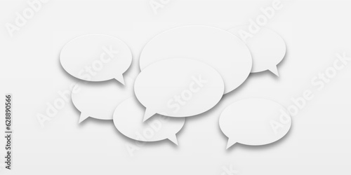 Set of speech bubbles icons. Vector illustration of white speech bubbles on a white background. Communication between people, a kind of active conversation. Concept of human communication.