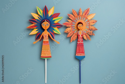 Colorful Sun and Flower Adorning Sticks