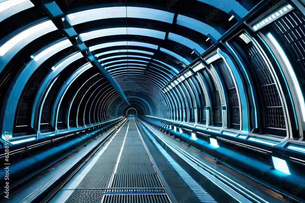 Futuristic tunnel - 3d rendering .Ai generated Futuristic tunnel - 3d rendering .Ai generated